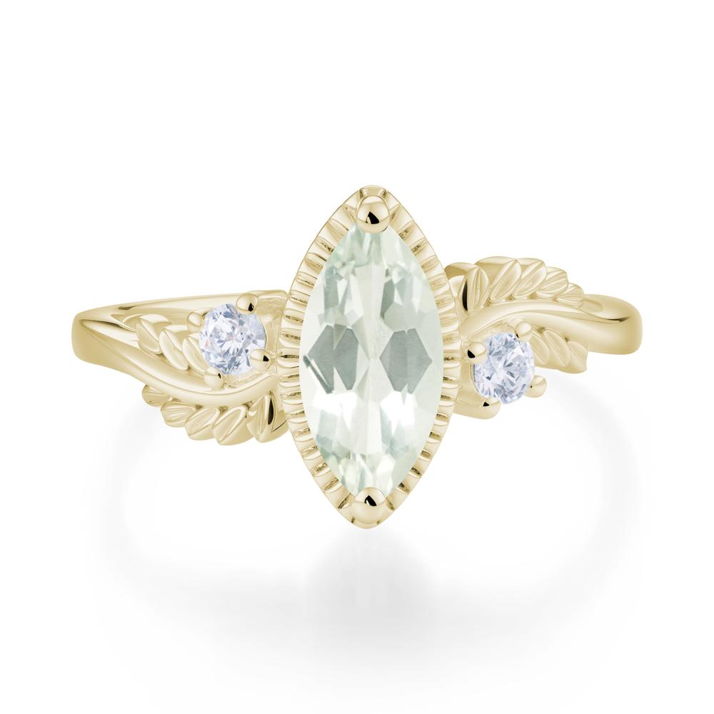 Twisted Leaf Lemon Quartz Wedding Ring - LUO Jewelry #gemstone_Green Amethyst