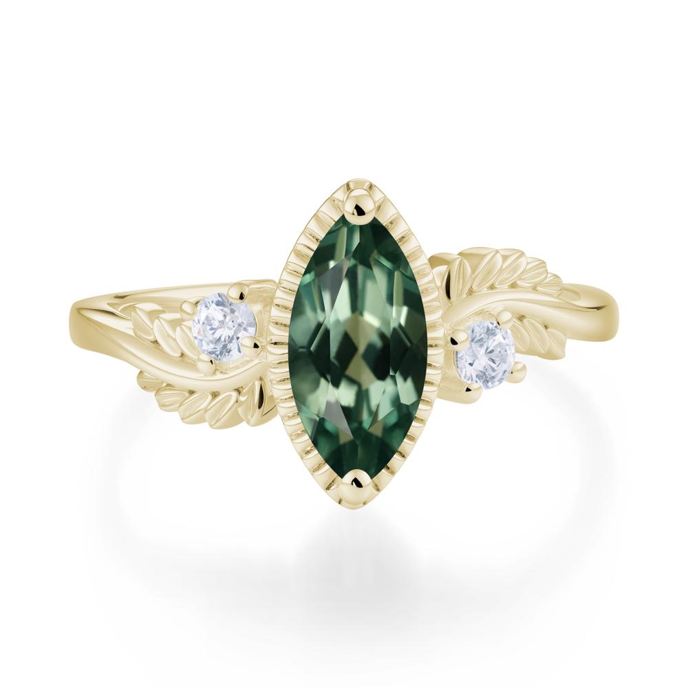 Twisted Leaf Lemon Quartz Wedding Ring - LUO Jewelry #gemstone_Green Sapphire