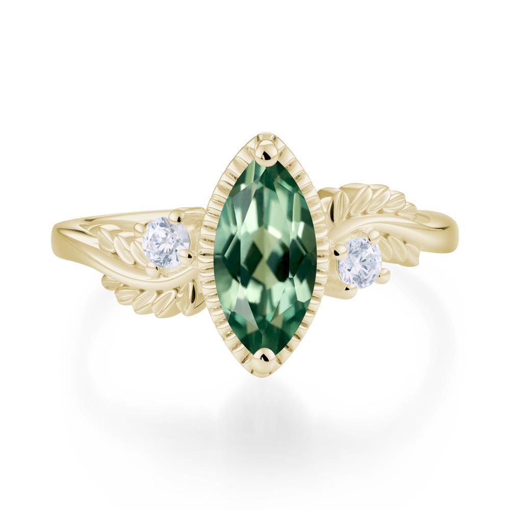 Twisted Leaf Lemon Quartz Wedding Ring - LUO Jewelry #gemstone_Green Sapphire