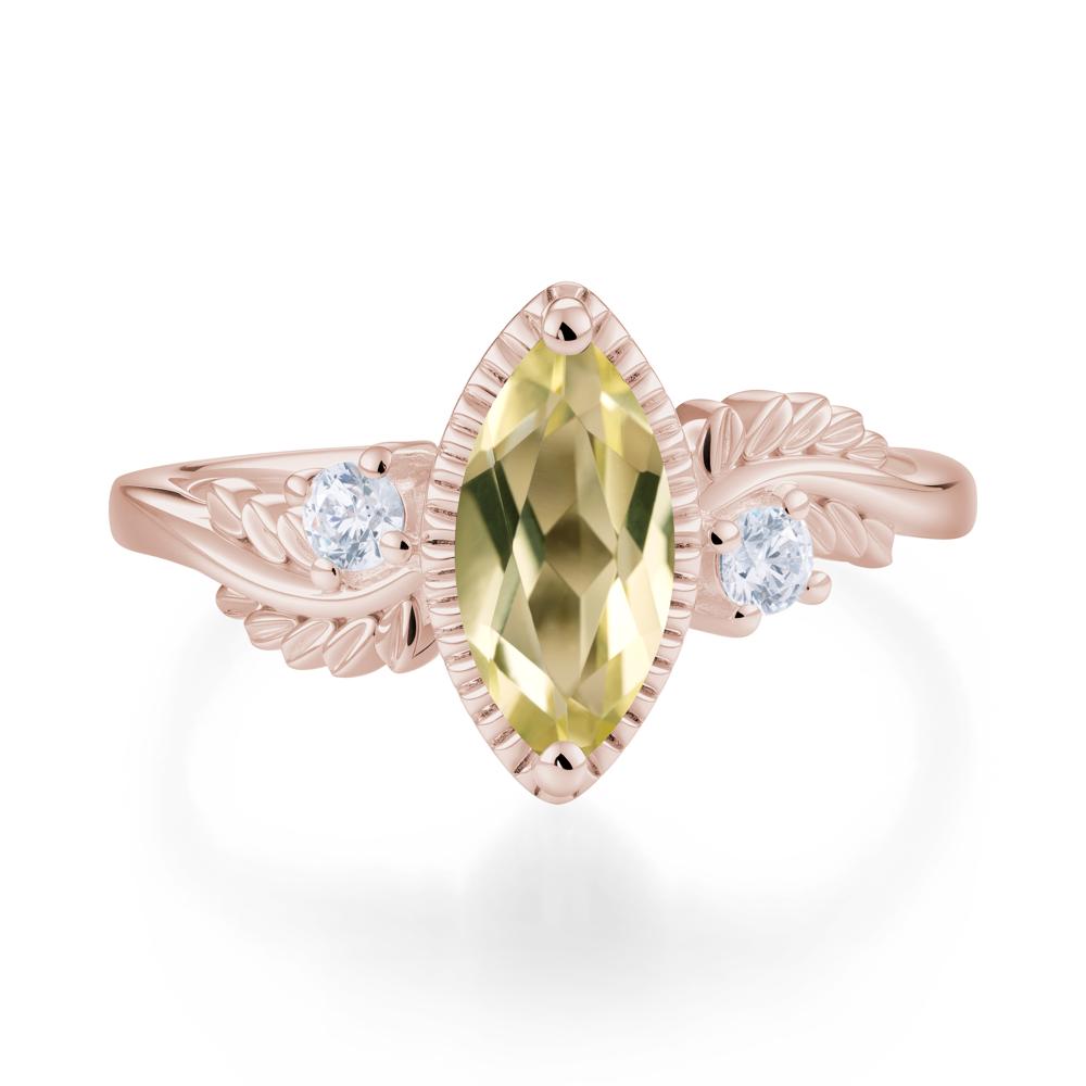 Twisted Leaf Lemon Quartz Wedding Ring - LUO Jewelry #gemstone_Lemon Quartz
