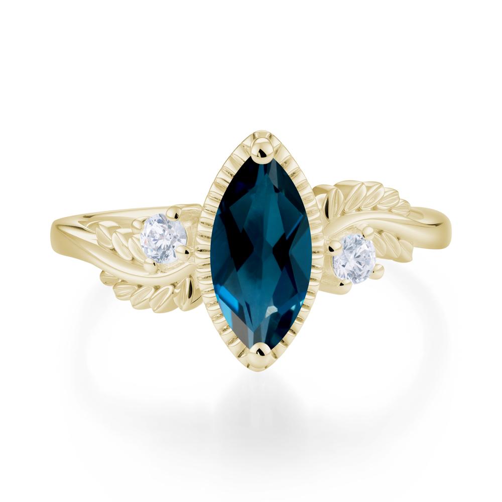 Twisted Leaf Lemon Quartz Wedding Ring - LUO Jewelry #gemstone_London Blue Topaz