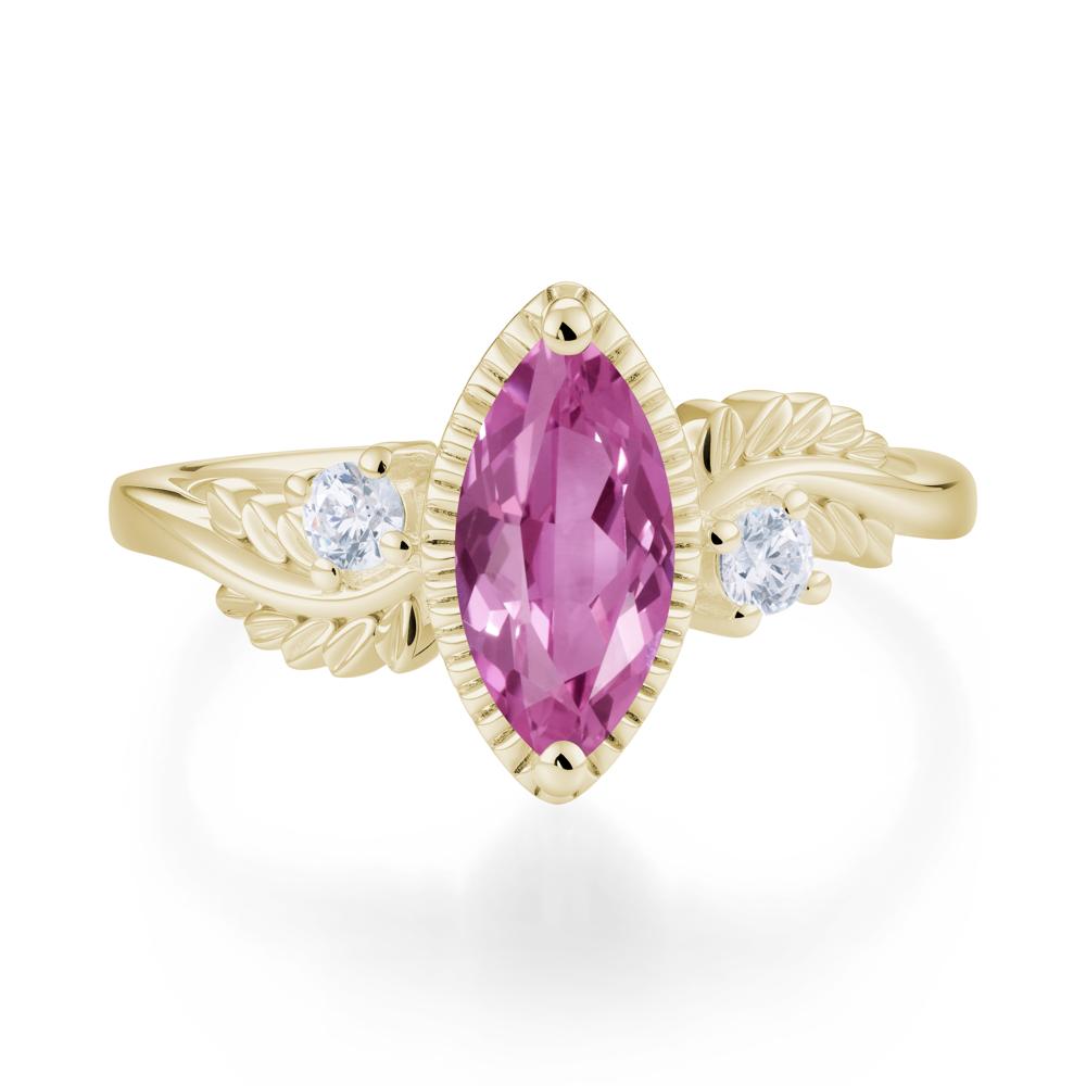 Twisted Leaf Lemon Quartz Wedding Ring - LUO Jewelry #gemstone_Pink Sapphire