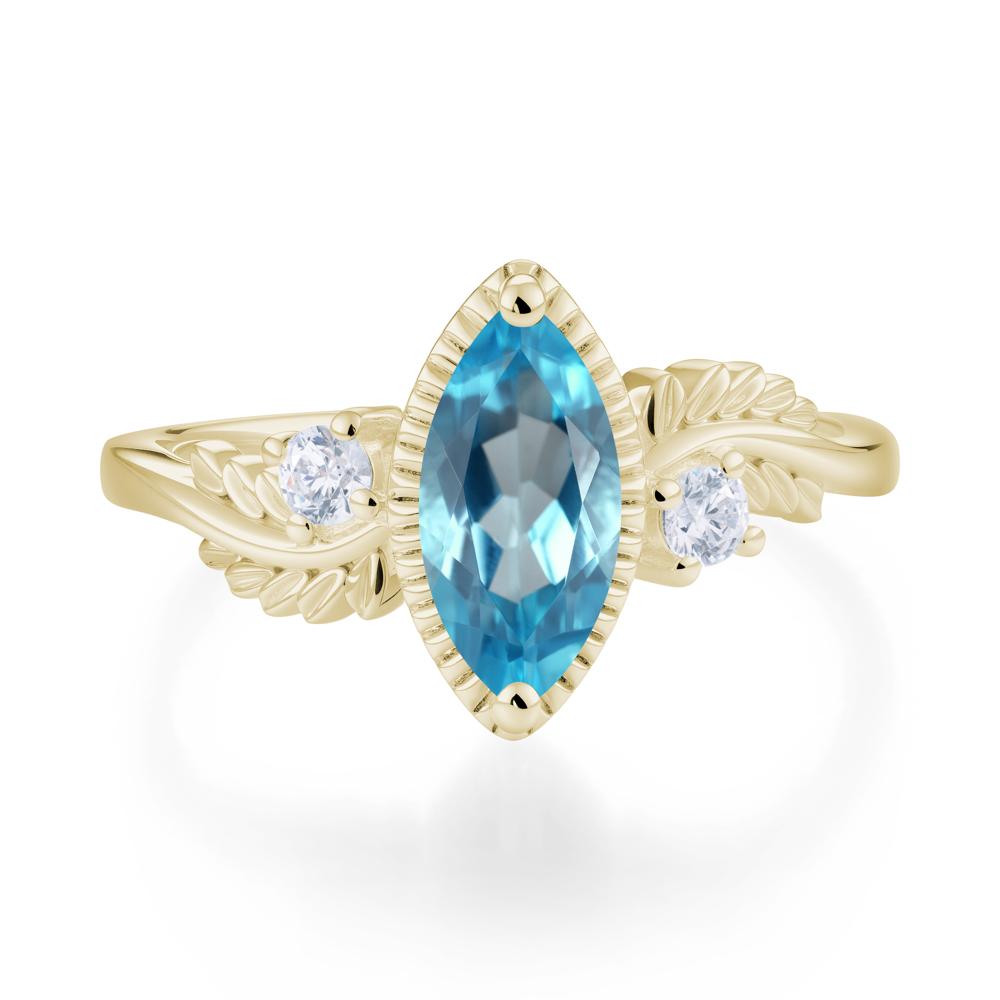 Twisted Leaf Lemon Quartz Wedding Ring - LUO Jewelry #gemstone_Swiss Blue Topaz