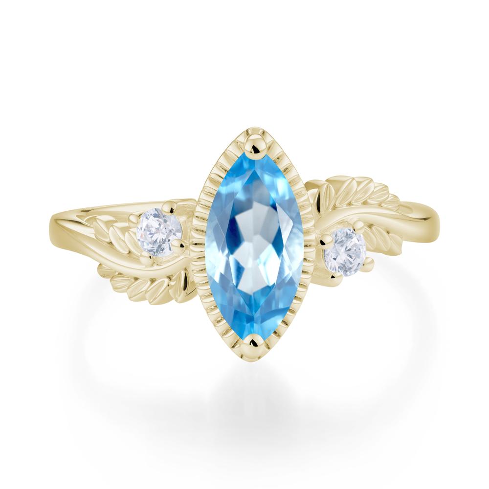 Twisted Leaf Lemon Quartz Wedding Ring - LUO Jewelry #gemstone_Swiss Blue Topaz