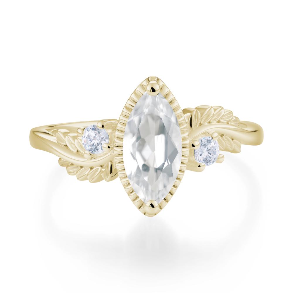 Twisted Leaf Lemon Quartz Wedding Ring - LUO Jewelry #gemstone_White Topaz