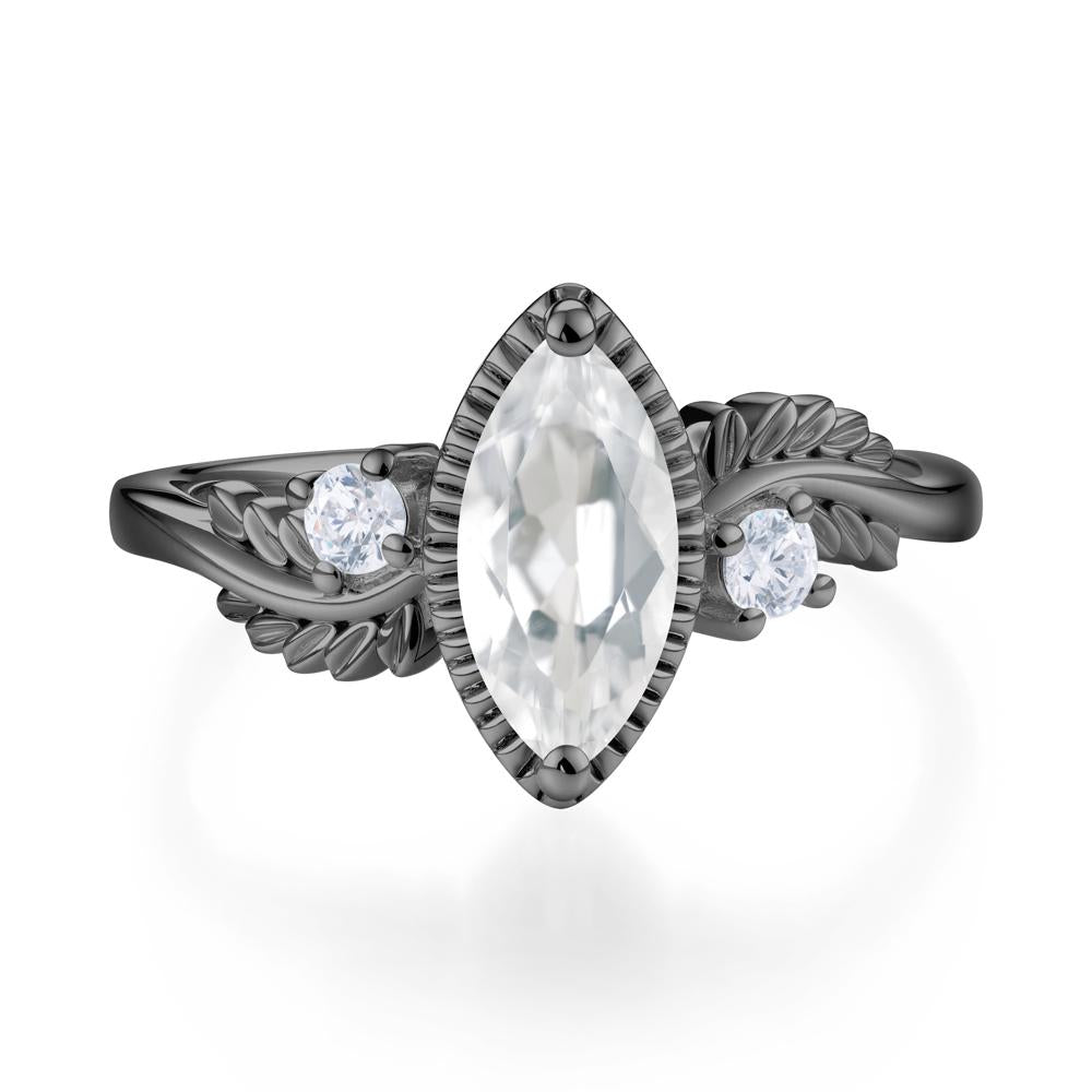 Twisted Leaf Lemon Quartz Wedding Ring - LUO Jewelry #gemstone_White Topaz