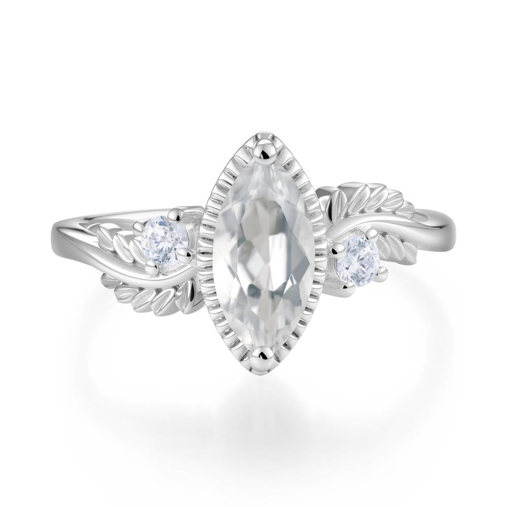 Twisted Leaf Lemon Quartz Wedding Ring - LUO Jewelry #gemstone_White Topaz