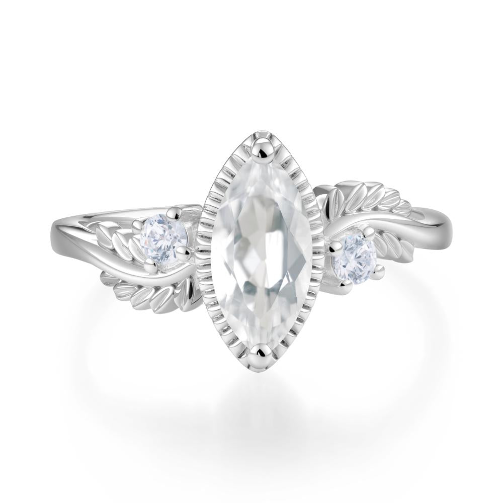 Twisted Leaf Lemon Quartz Wedding Ring - LUO Jewelry #gemstone_White Topaz