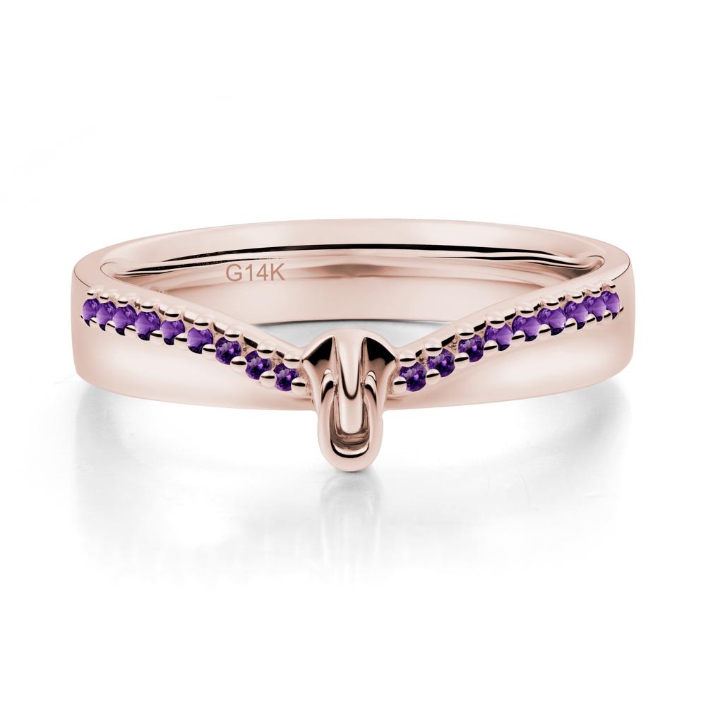 Zipper Inspired Movable Clasp Amethyst Curved Ring - LUO Jewelry #metal_14k rose gold