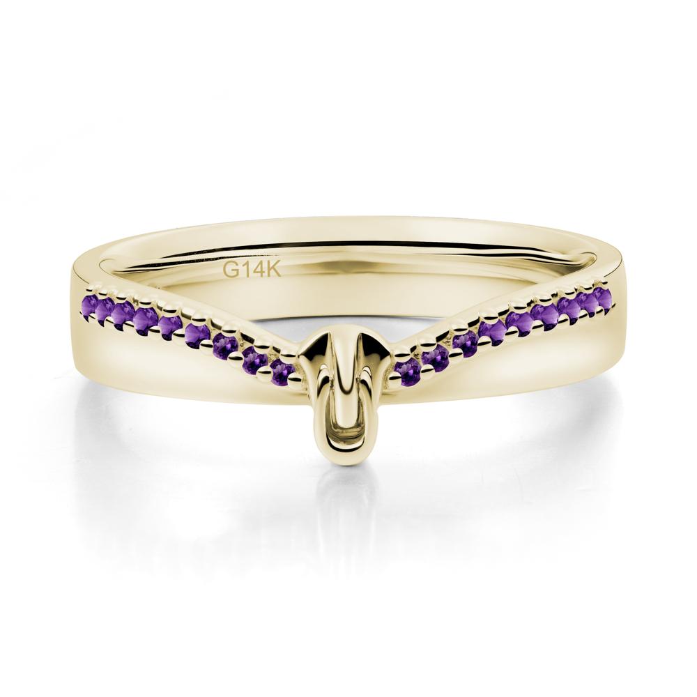 Zipper Inspired Movable Clasp Amethyst Curved Ring - LUO Jewelry #metal_14k yellow gold