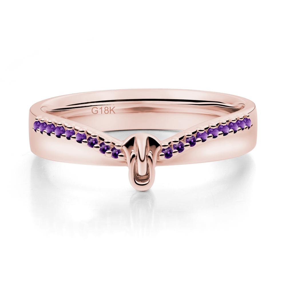 Zipper Inspired Movable Clasp Amethyst Curved Ring - LUO Jewelry #metal_18k rose gold