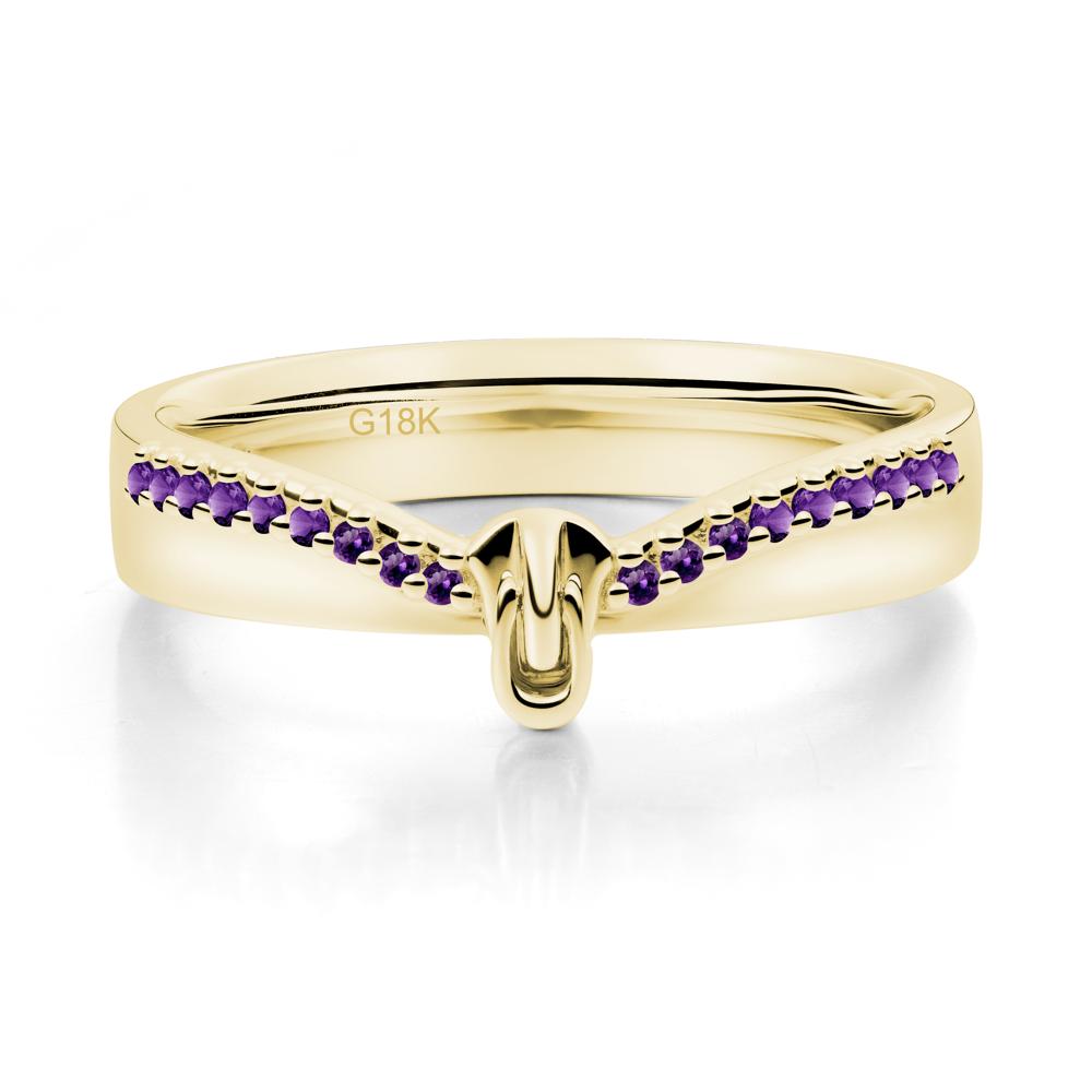 Zipper Inspired Movable Clasp Amethyst Curved Ring - LUO Jewelry #metal_18k yellow gold