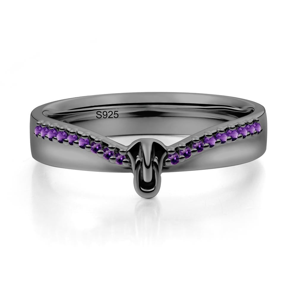 Zipper Inspired Movable Clasp Amethyst Curved Ring - LUO Jewelry #metal_black finish sterling silver