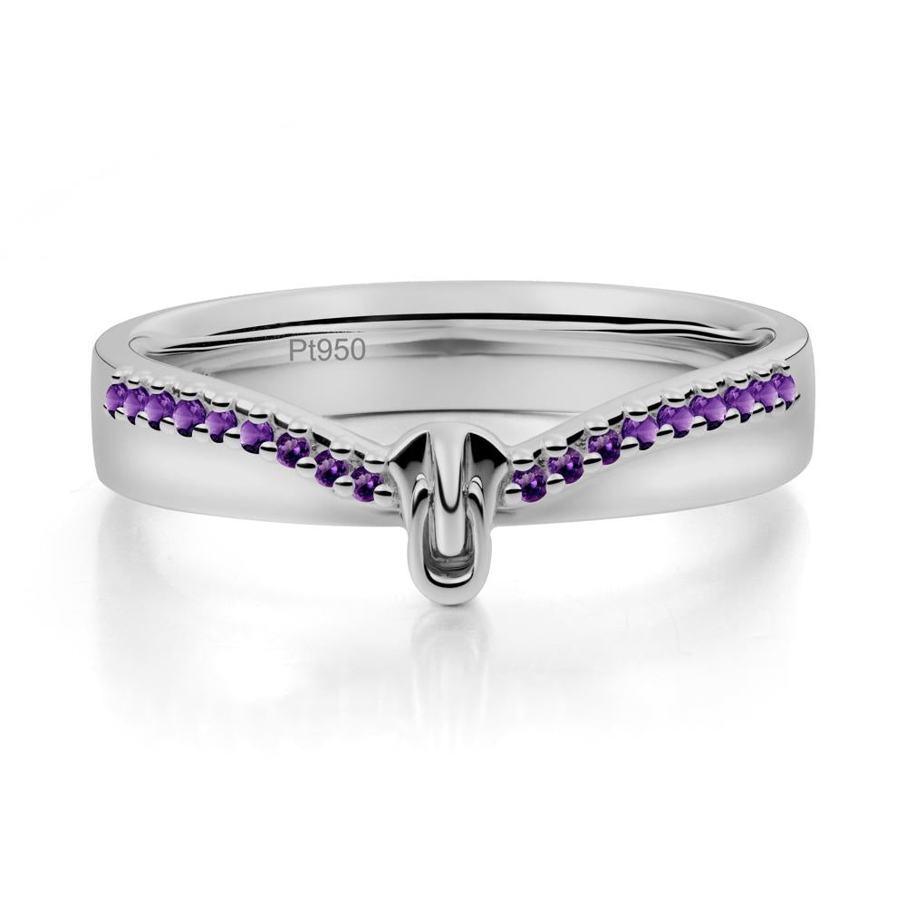 Zipper Inspired Movable Clasp Amethyst Curved Ring - LUO Jewelry #metal_platinum
