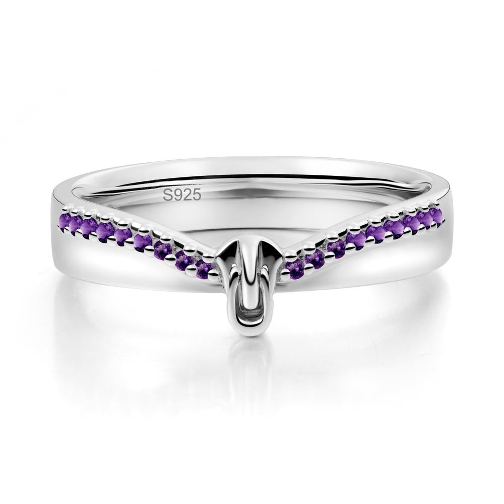 Zipper Inspired Movable Clasp Amethyst Curved Ring - LUO Jewelry #metal_sterling silver