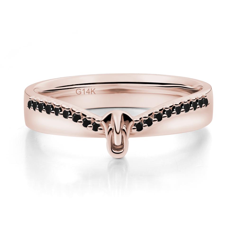 Black Spinel Modern Chevron Stackable Ring - LUO Jewelry #metal_14k rose gold