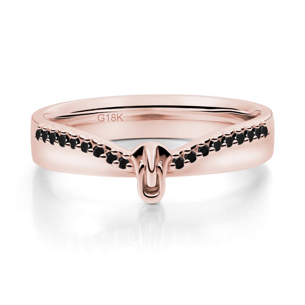 Black Spinel Modern Chevron Stackable Ring - LUO Jewelry #metal_18k rose gold