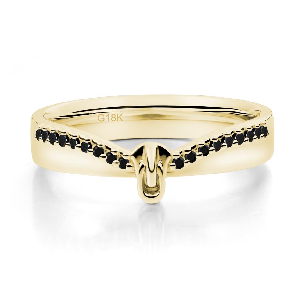 Black Spinel Modern Chevron Stackable Ring - LUO Jewelry #metal_18k yellow gold