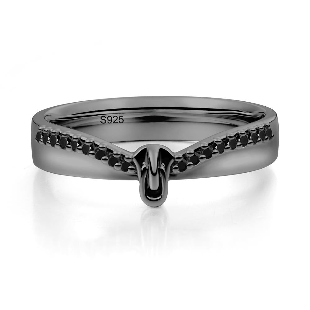 Black Spinel Modern Chevron Stackable Ring - LUO Jewelry #metal_black finish sterling silver