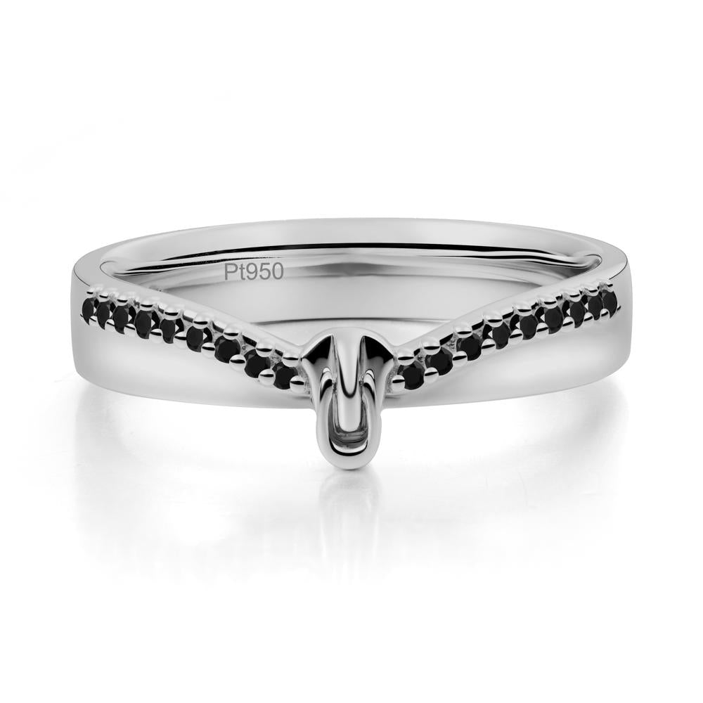 Black Spinel Modern Chevron Stackable Ring - LUO Jewelry #metal_platinum