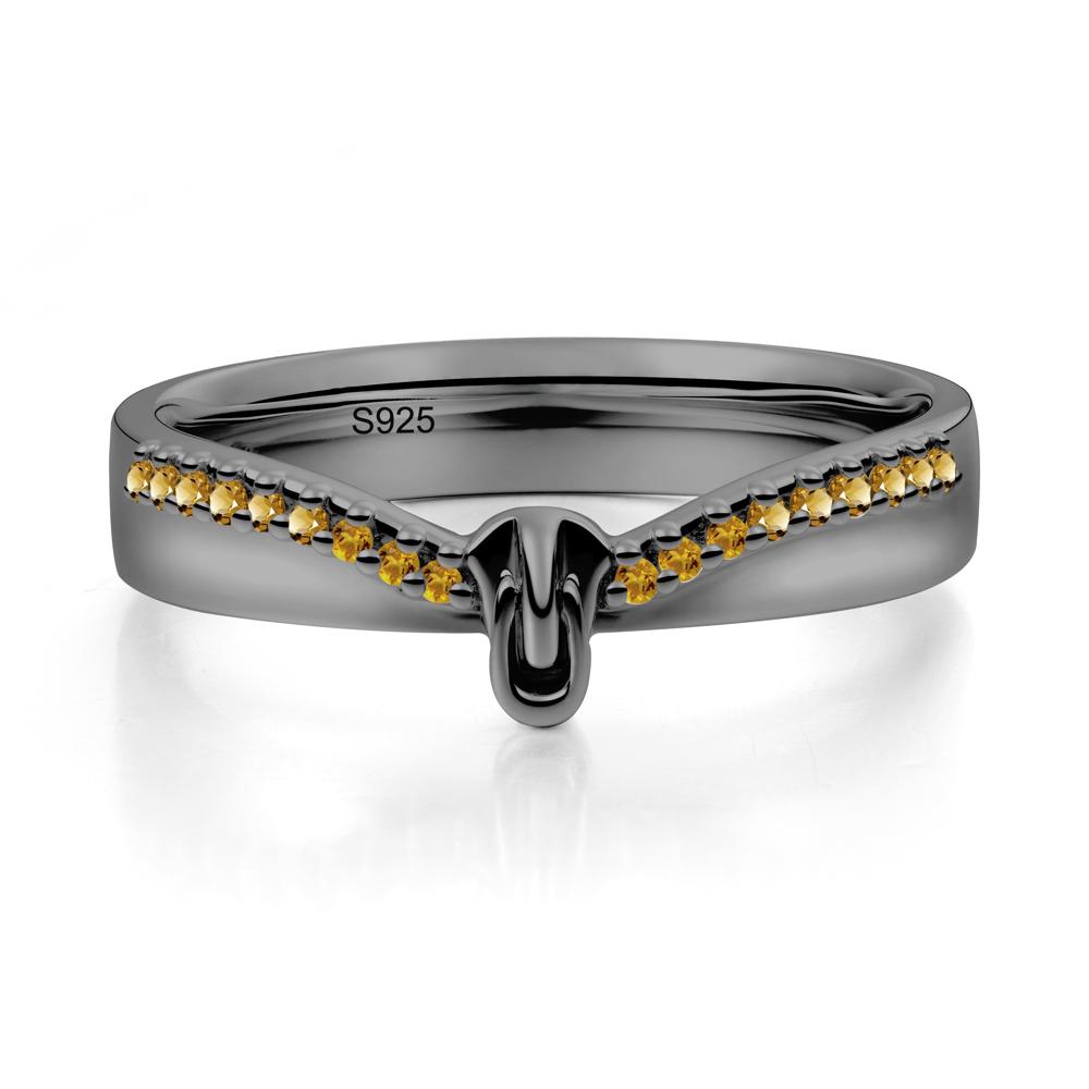 Unique Half Eternity Citrine Wedding Band Ring - LUO Jewelry #metal_black finish sterling silver
