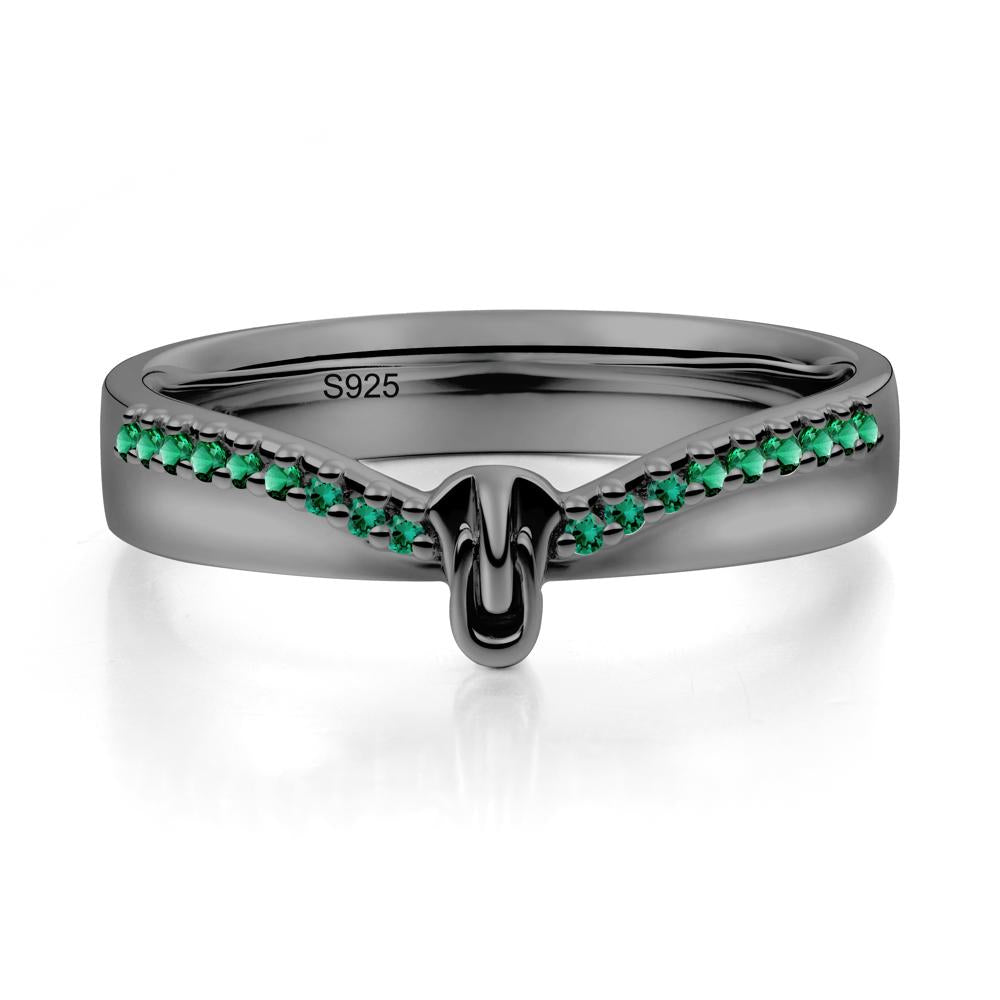 Emerald Modern Chevron Stackable Ring - LUO Jewelry #metal_black finish sterling silver