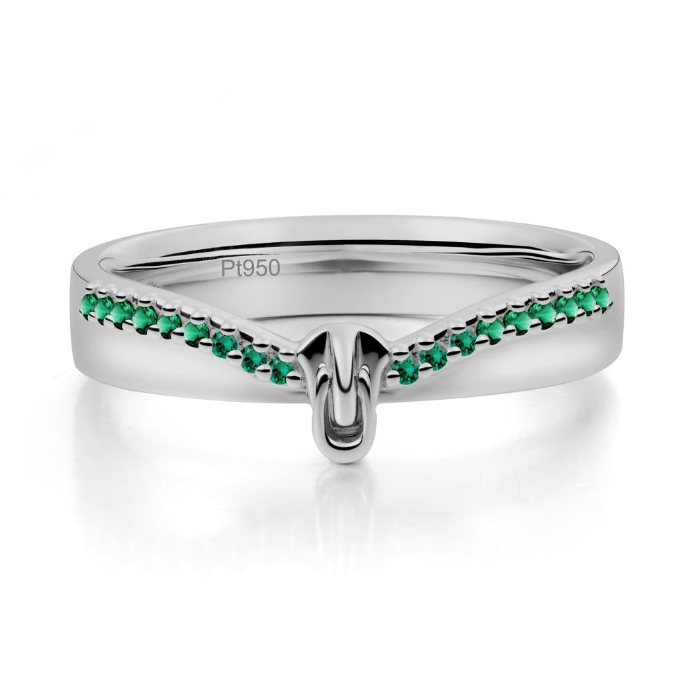 Emerald Modern Chevron Stackable Ring - LUO Jewelry #metal_platinum