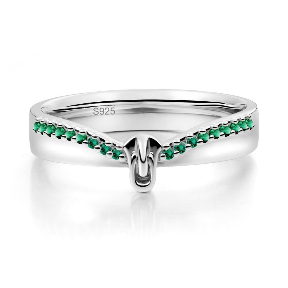 Emerald Modern Chevron Stackable Ring - LUO Jewelry #metal_sterling silver