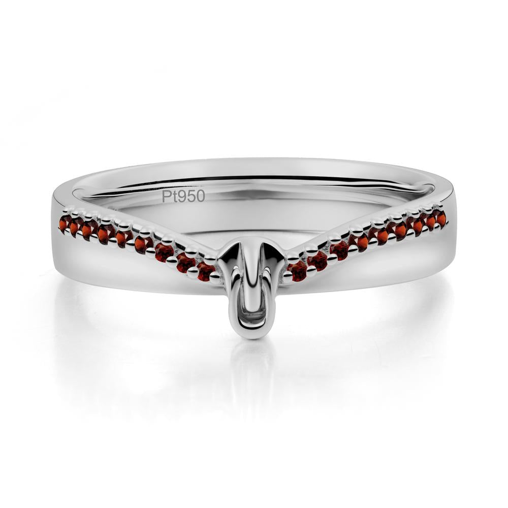 Zipper Inspired Movable Clasp Garnet Curved Ring - LUO Jewelry #metal_platinum