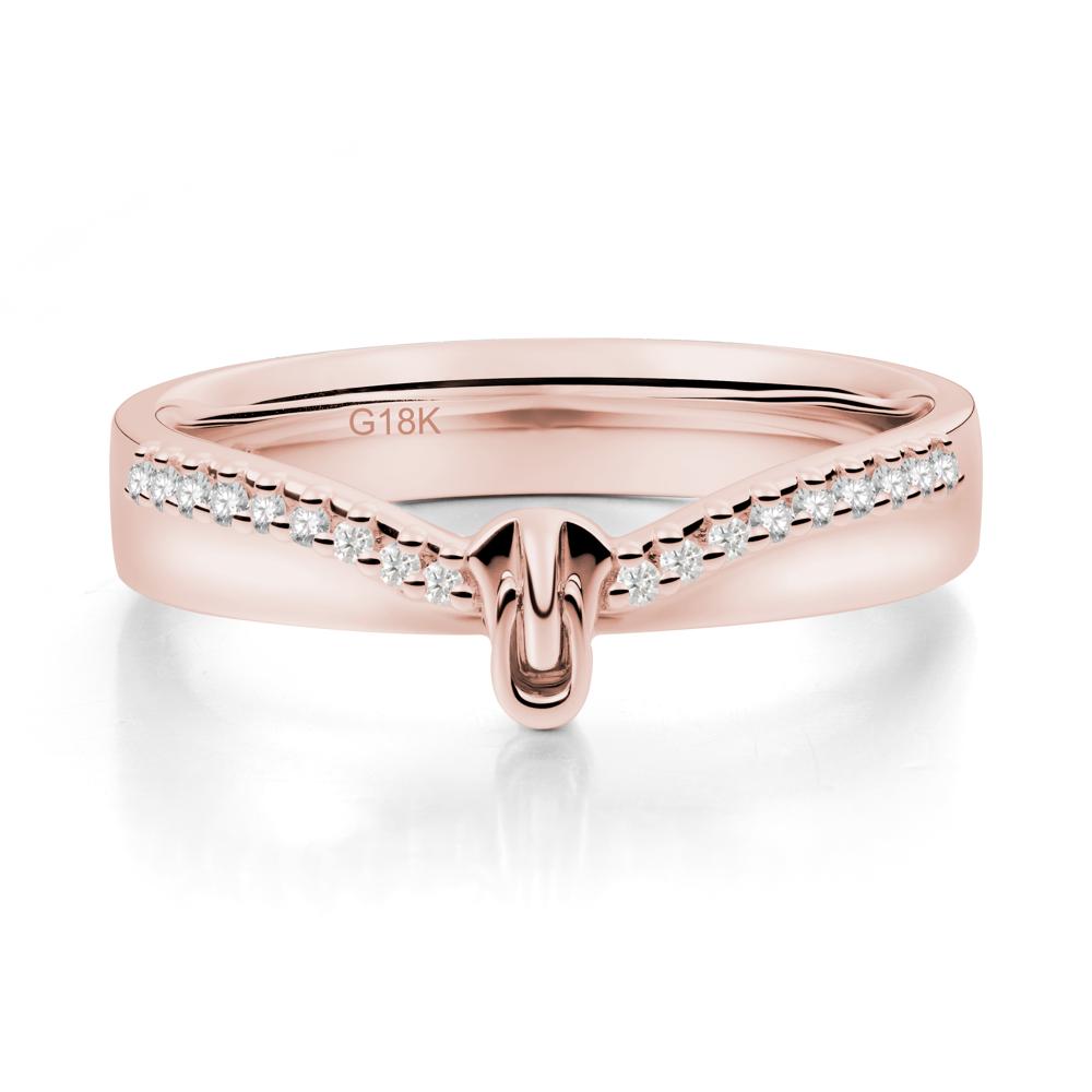 Zipper Inspired Movable Clasp Moissanite Curved Ring - LUO Jewelry #metal_18k rose gold