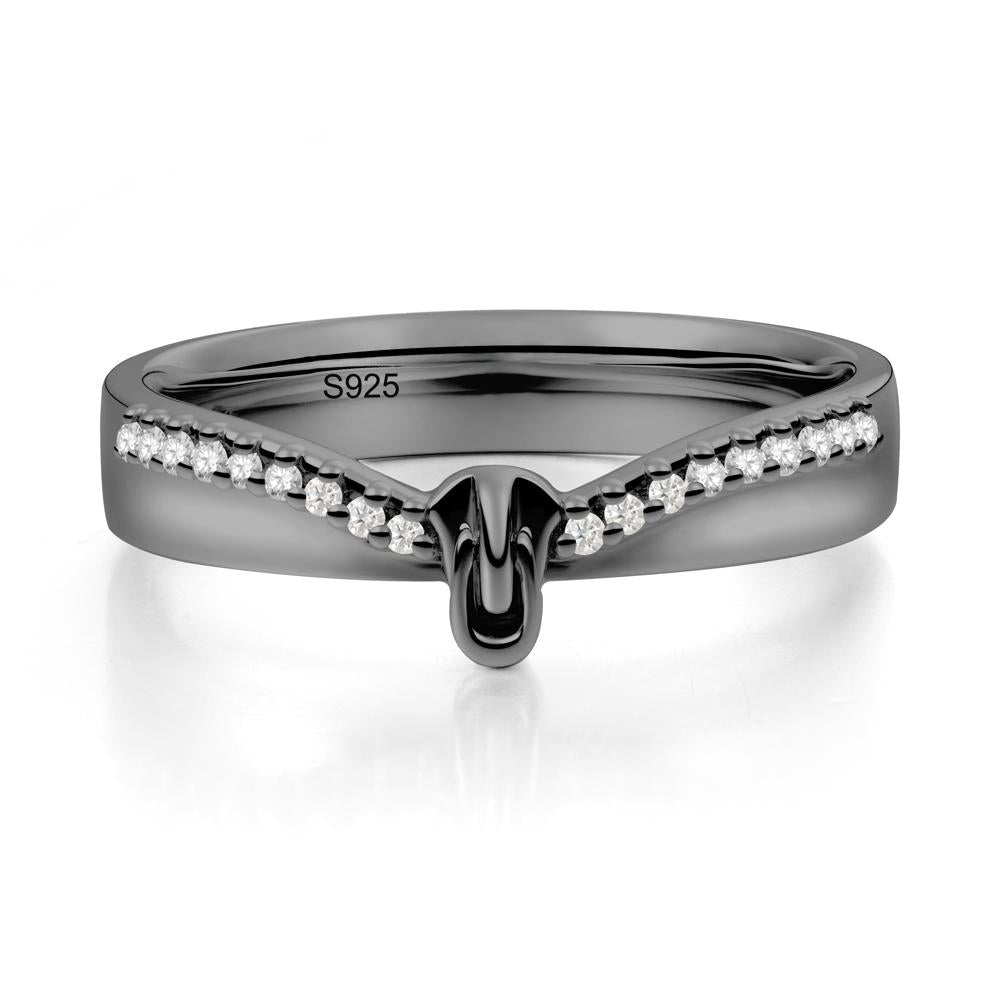 Zipper Inspired Movable Clasp Moissanite Curved Ring - LUO Jewelry #metal_black finish sterling silver