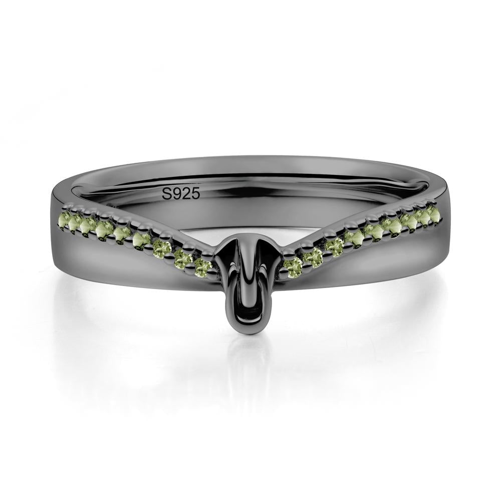 Unique Half Eternity Peridot Wedding Band Ring - LUO Jewelry #metal_black finish sterling silver