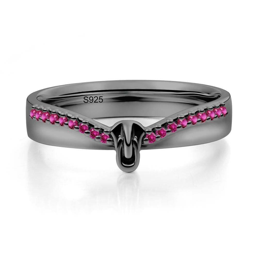 Ruby Modern Chevron Stackable Ring - LUO Jewelry #metal_black finish sterling silver