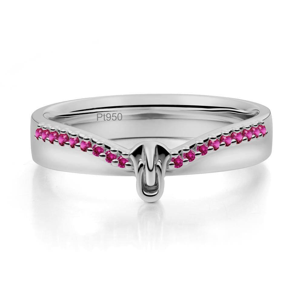 Ruby Modern Chevron Stackable Ring - LUO Jewelry #metal_platinum