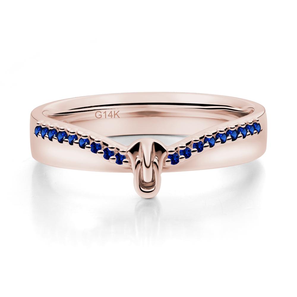 Zipper Inspired Movable Clasp Sapphire Curved Ring - LUO Jewelry #metal_14k rose gold
