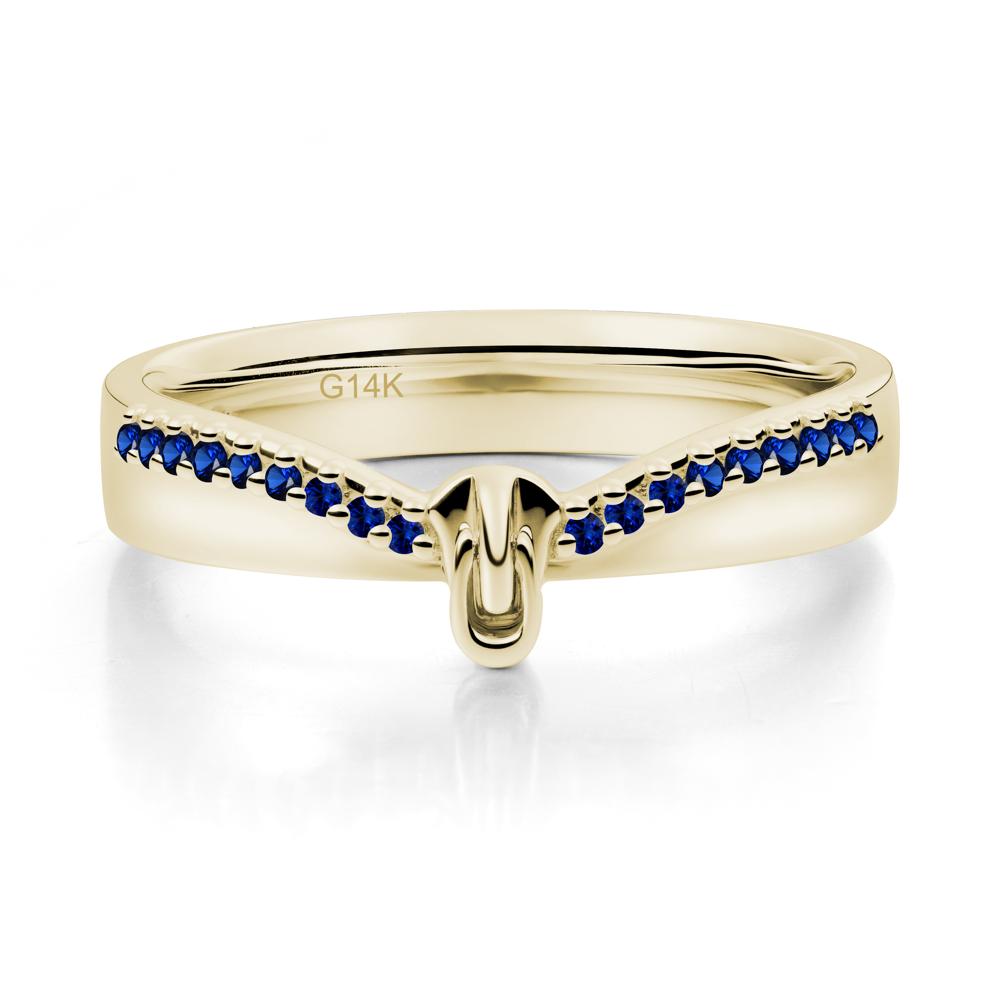 Zipper Inspired Movable Clasp Sapphire Curved Ring - LUO Jewelry #metal_14k yellow gold