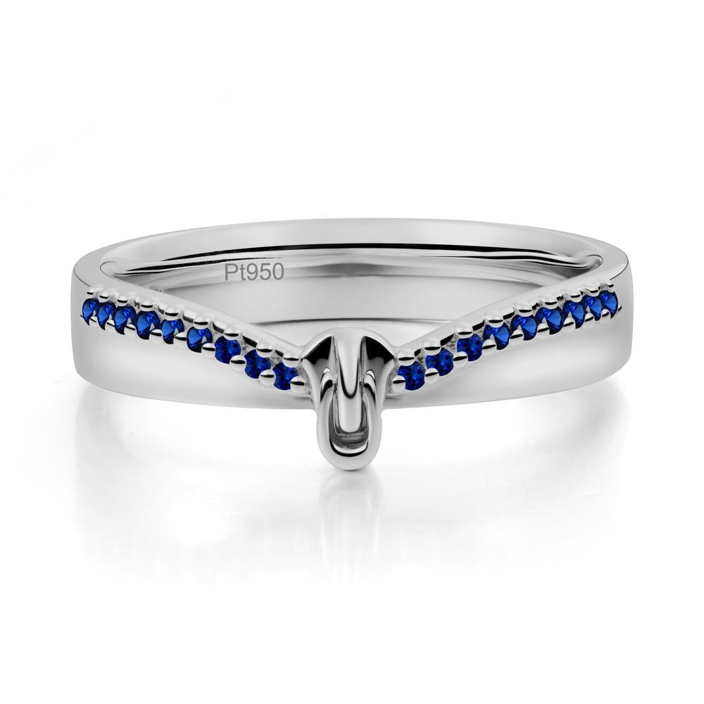 Zipper Inspired Movable Clasp Sapphire Curved Ring - LUO Jewelry #metal_platinum