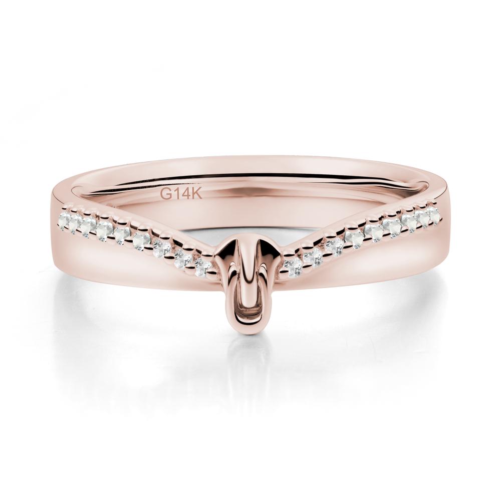 Unique Half Eternity White Topaz Wedding Band Ring - LUO Jewelry #metal_14k rose gold