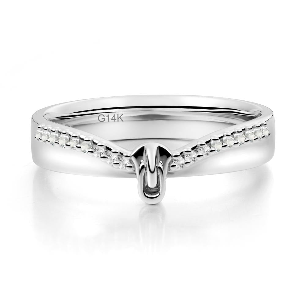 Unique Half Eternity White Topaz Wedding Band Ring - LUO Jewelry #metal_14k white gold