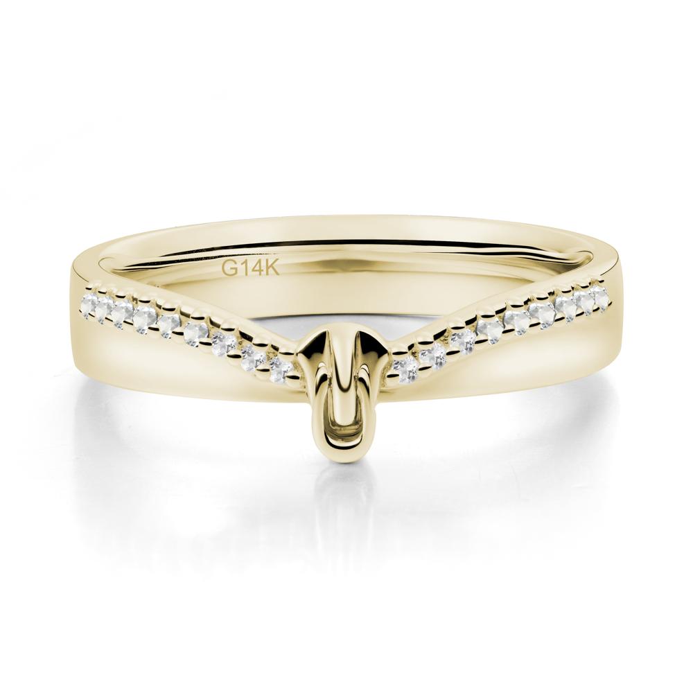 Unique Half Eternity White Topaz Wedding Band Ring - LUO Jewelry #metal_14k yellow gold