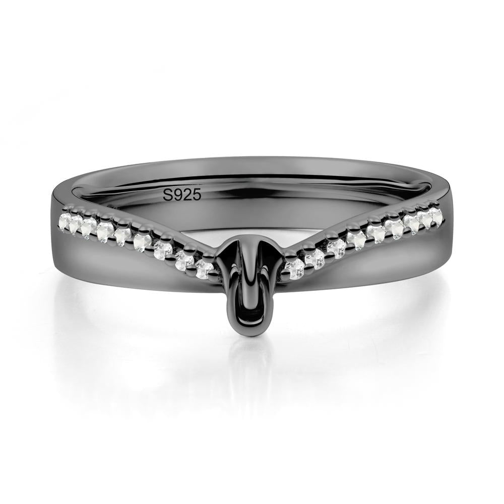 Unique Half Eternity White Topaz Wedding Band Ring - LUO Jewelry #metal_black finish sterling silver