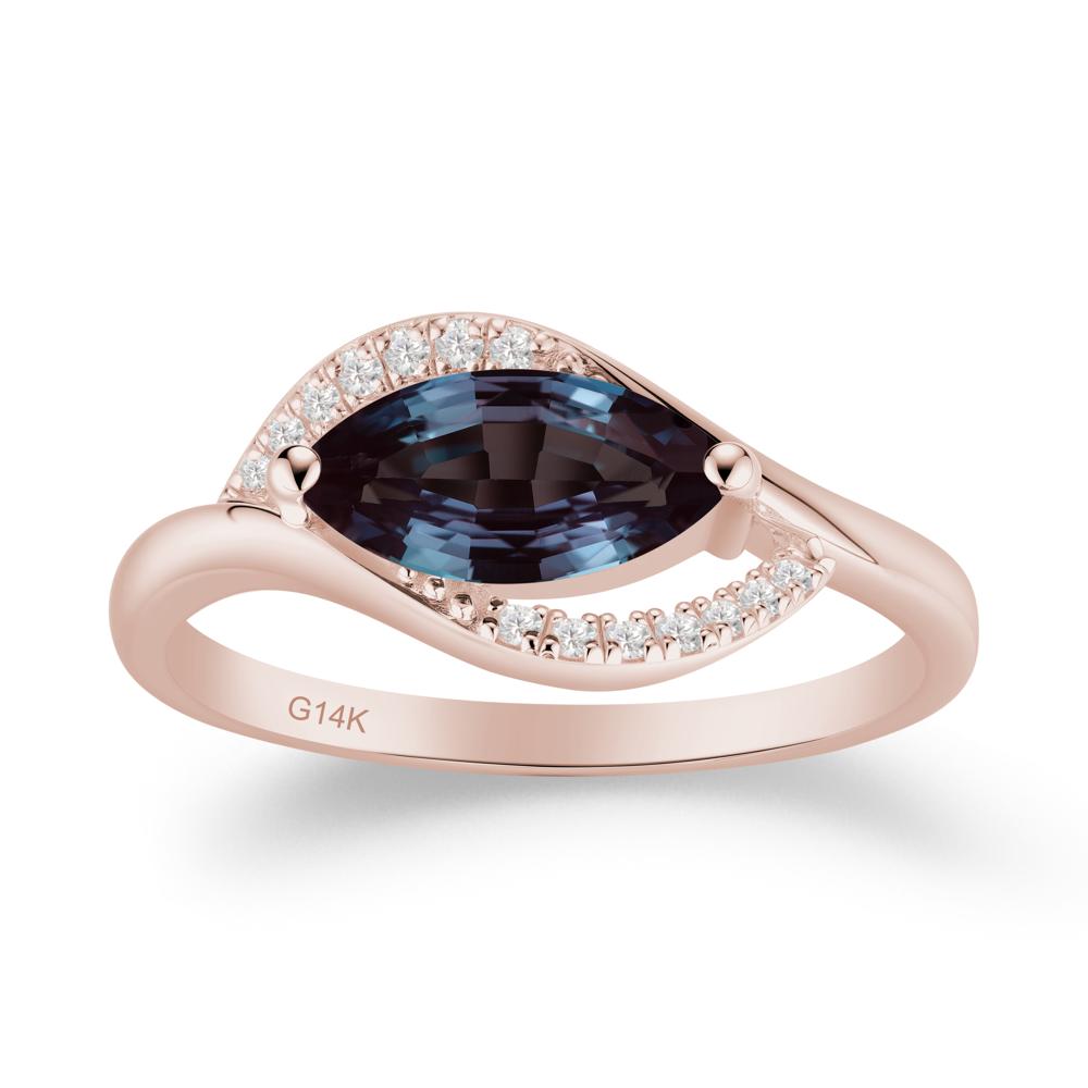 Unique Bypass Alexandrite Engagement Ring - LUO Jewelry #metal_14k rose gold
