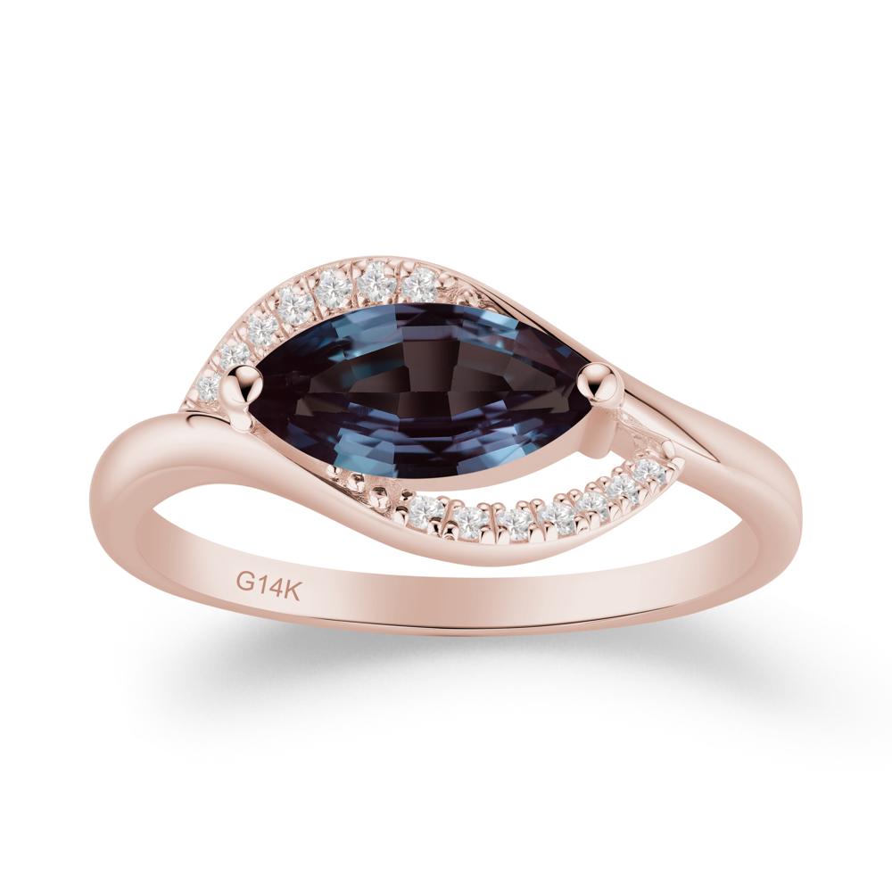Unique Bypass Alexandrite Engagement Ring - LUO Jewelry #metal_14k rose gold