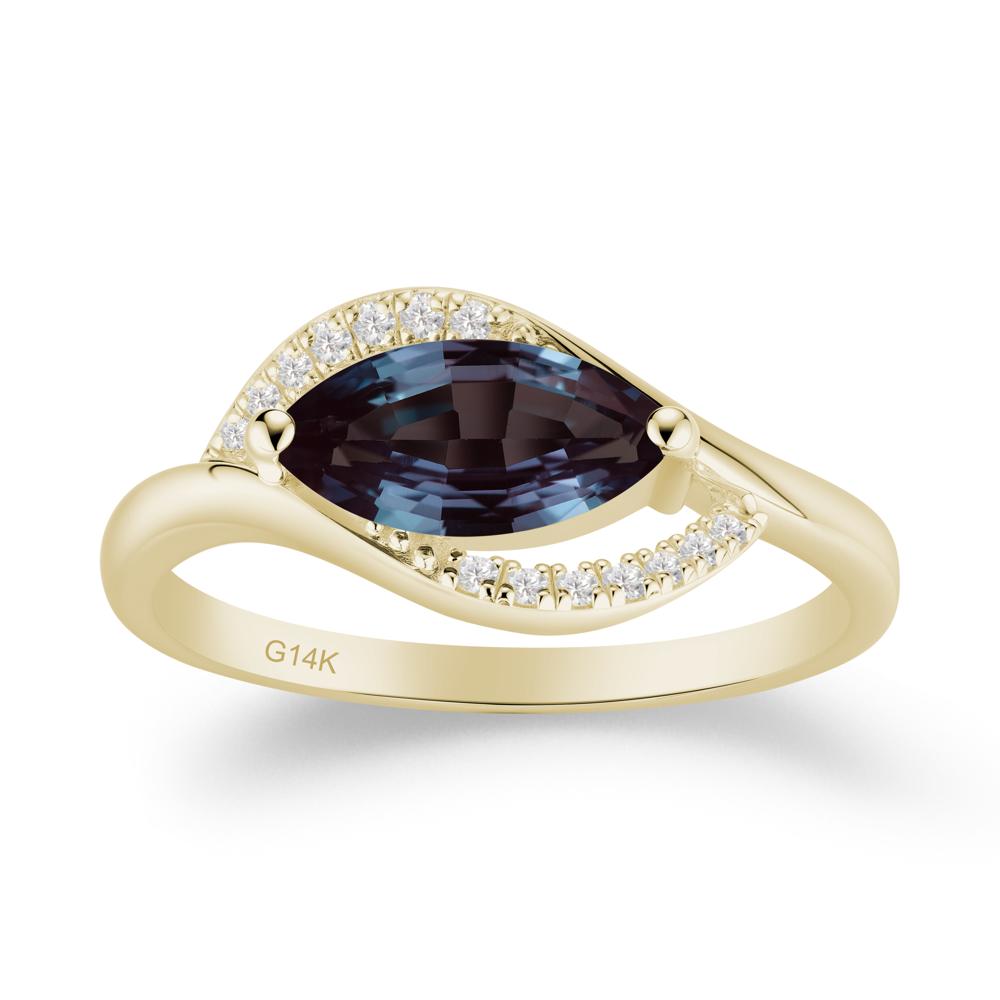 Unique Bypass Alexandrite Engagement Ring - LUO Jewelry #metal_14k yellow gold