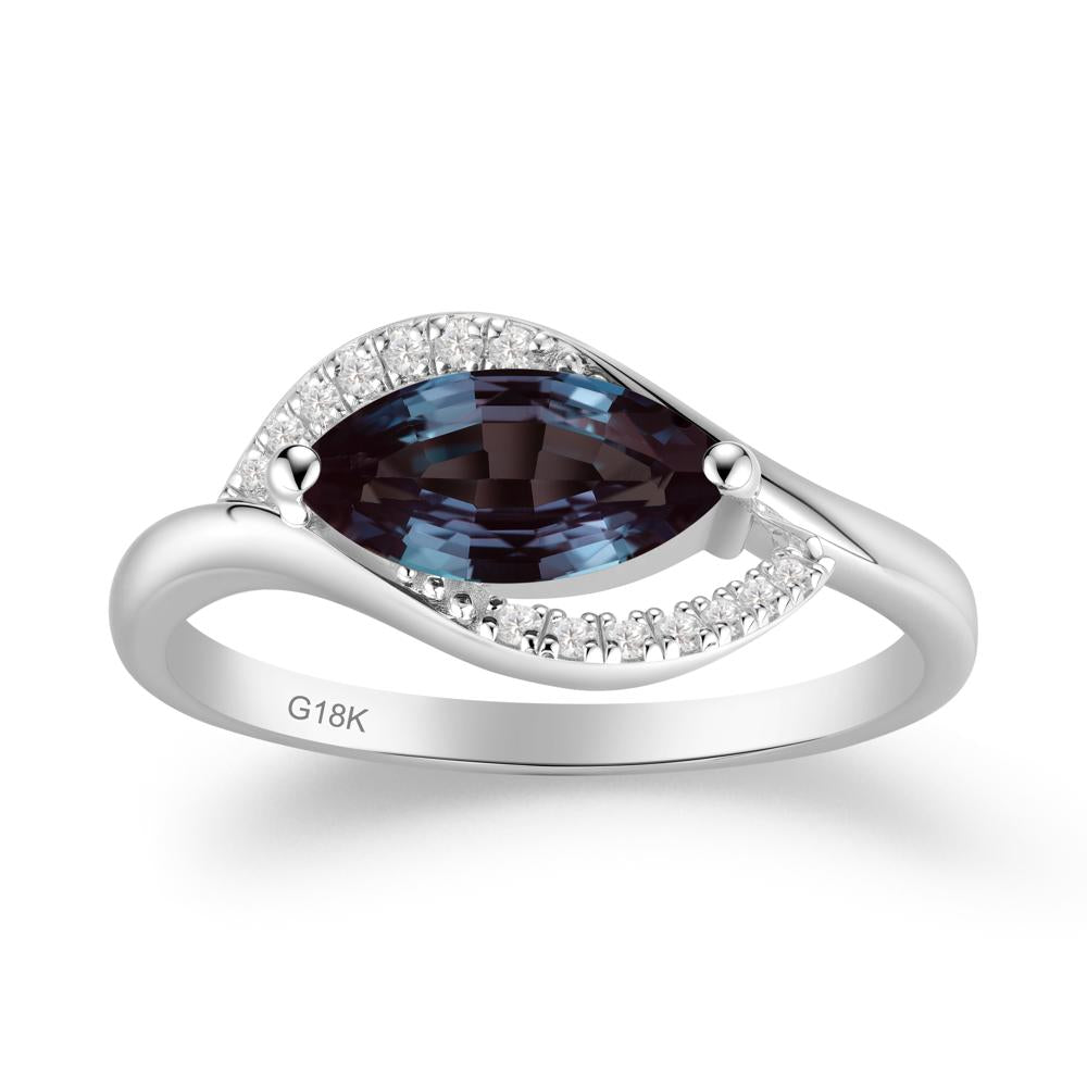 Unique Bypass Alexandrite Engagement Ring - LUO Jewelry #metal_18k white gold
