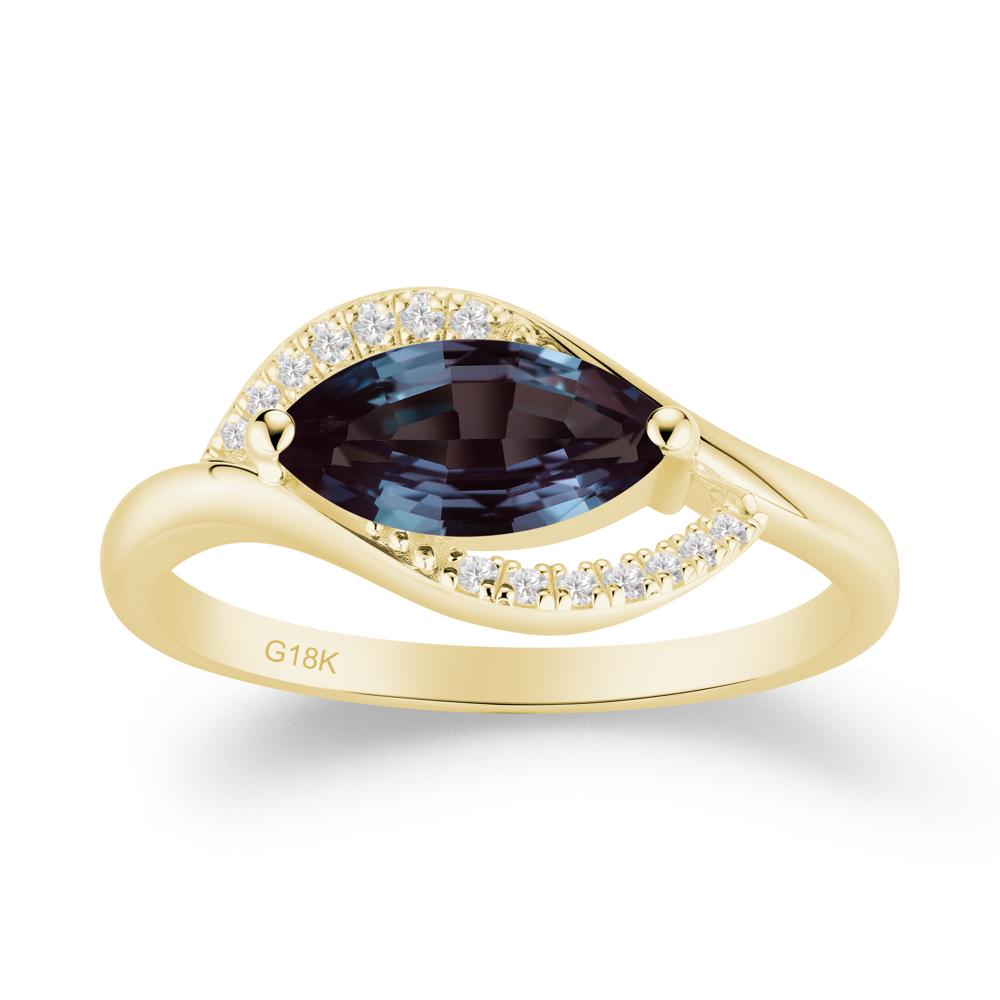Unique Bypass Alexandrite Engagement Ring - LUO Jewelry #metal_18k yellow gold
