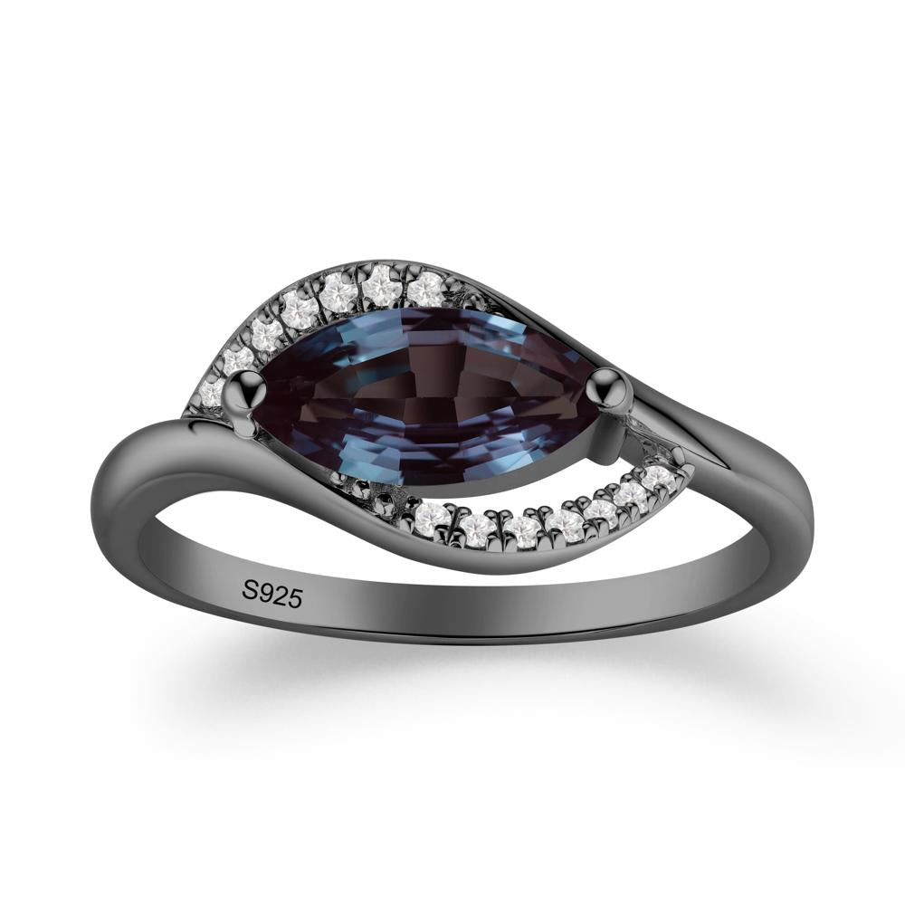 Unique Bypass Alexandrite Engagement Ring - LUO Jewelry #metal_black finish sterling silver