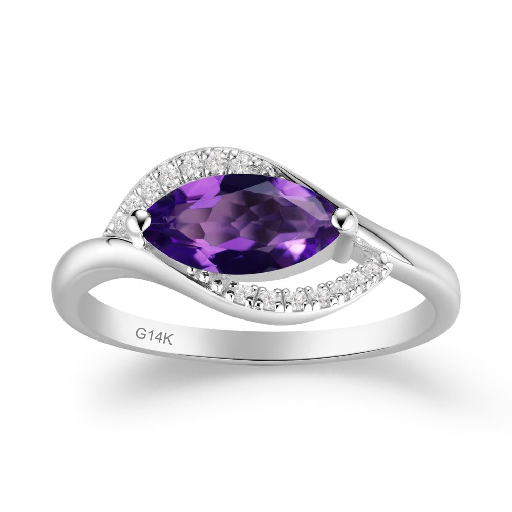 Leaf Amethyst Bypass Ring - LUO Jewelry #metal_14k white gold