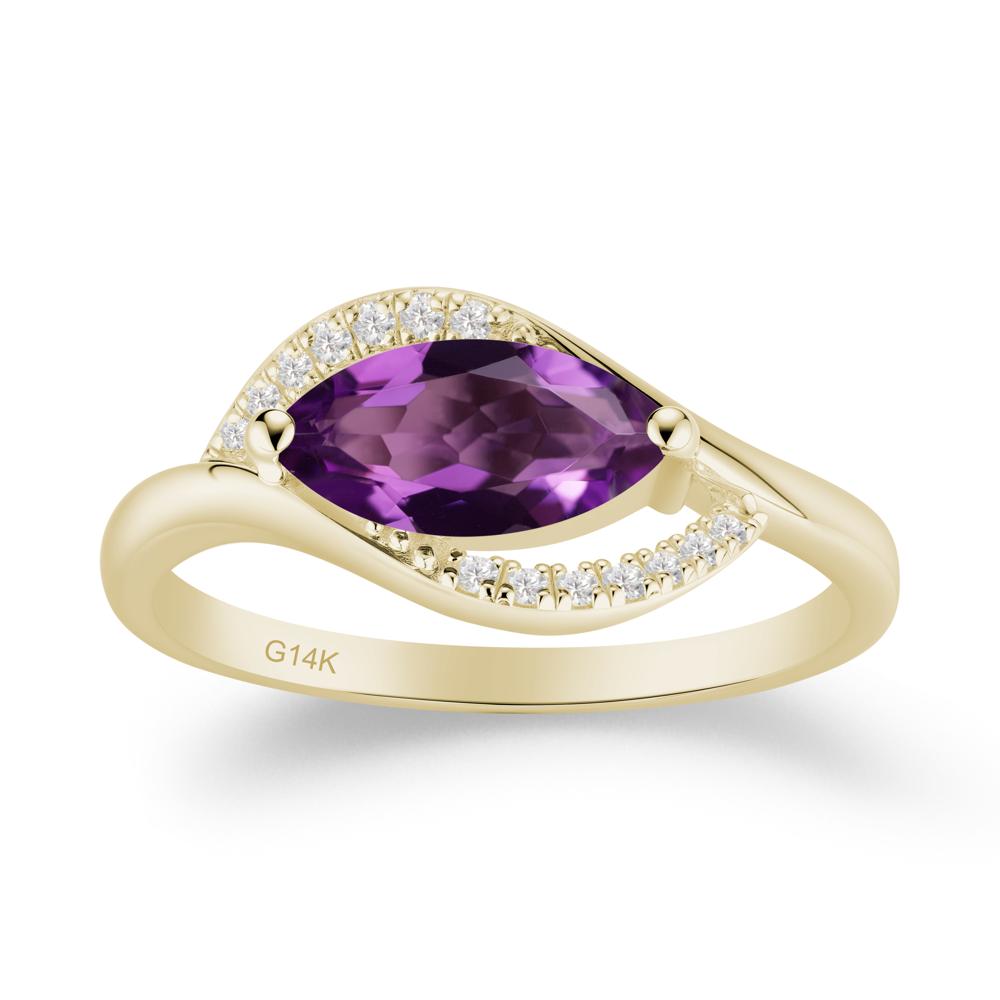 Leaf Amethyst Bypass Ring - LUO Jewelry #metal_14k yellow gold
