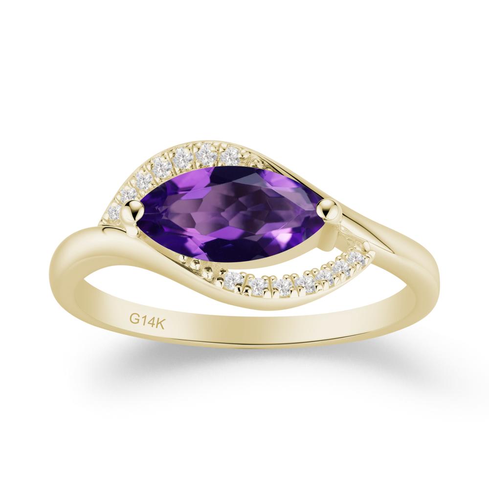 Leaf Amethyst Bypass Ring - LUO Jewelry #metal_14k yellow gold